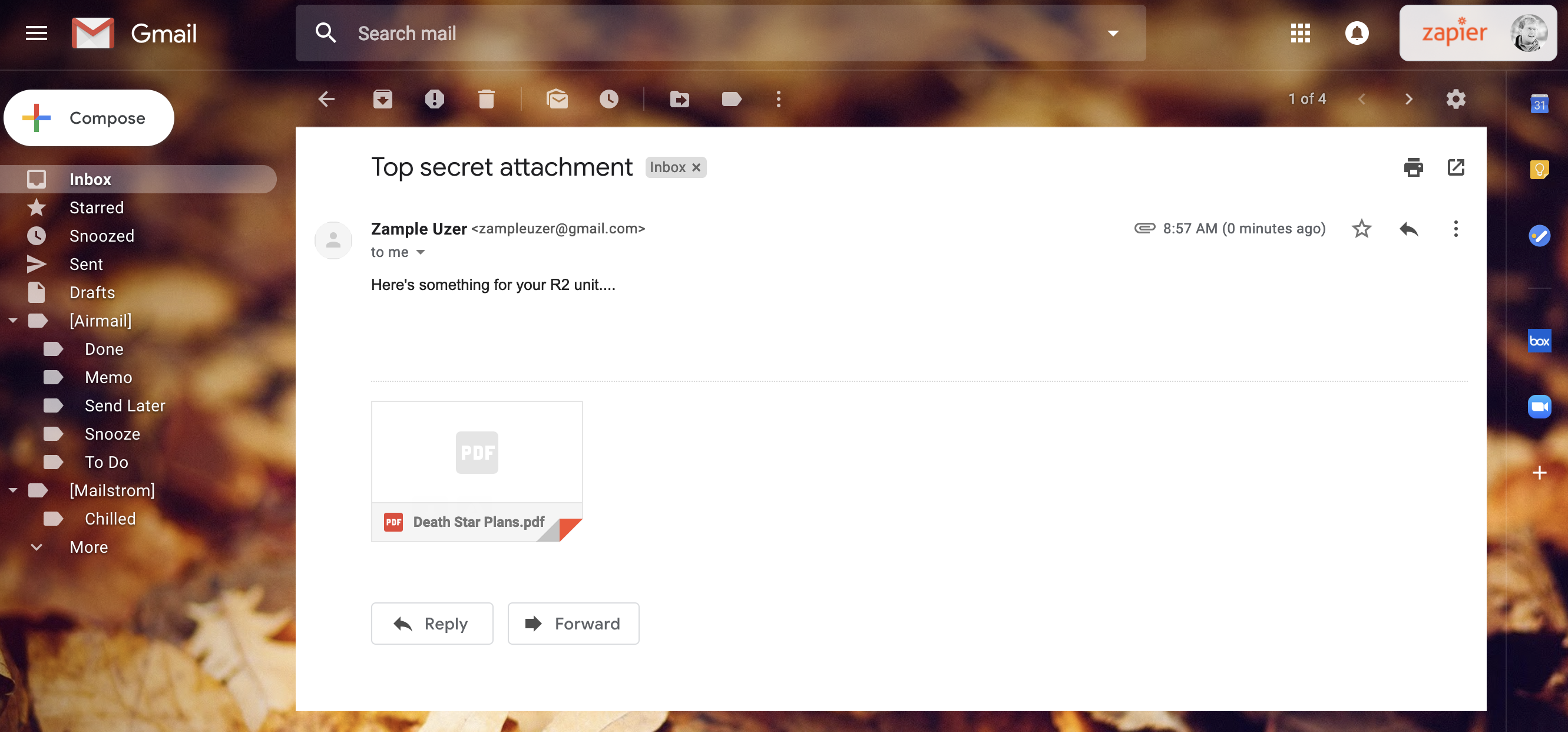 An email with an attachment