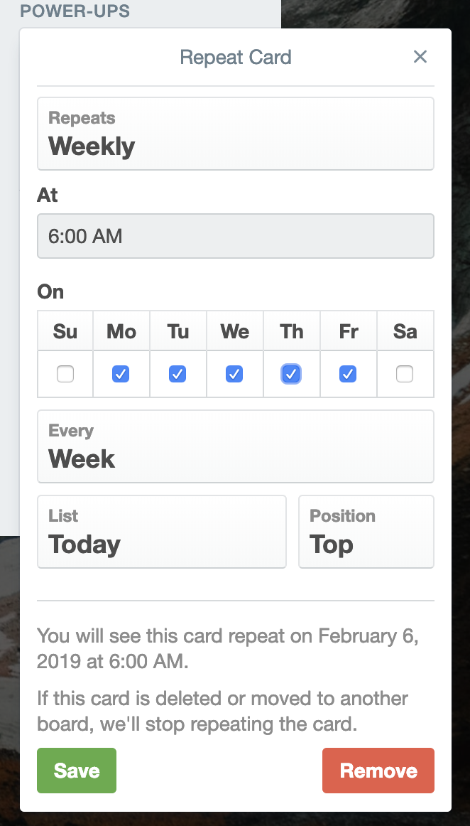 Trello Card Repeaters rules