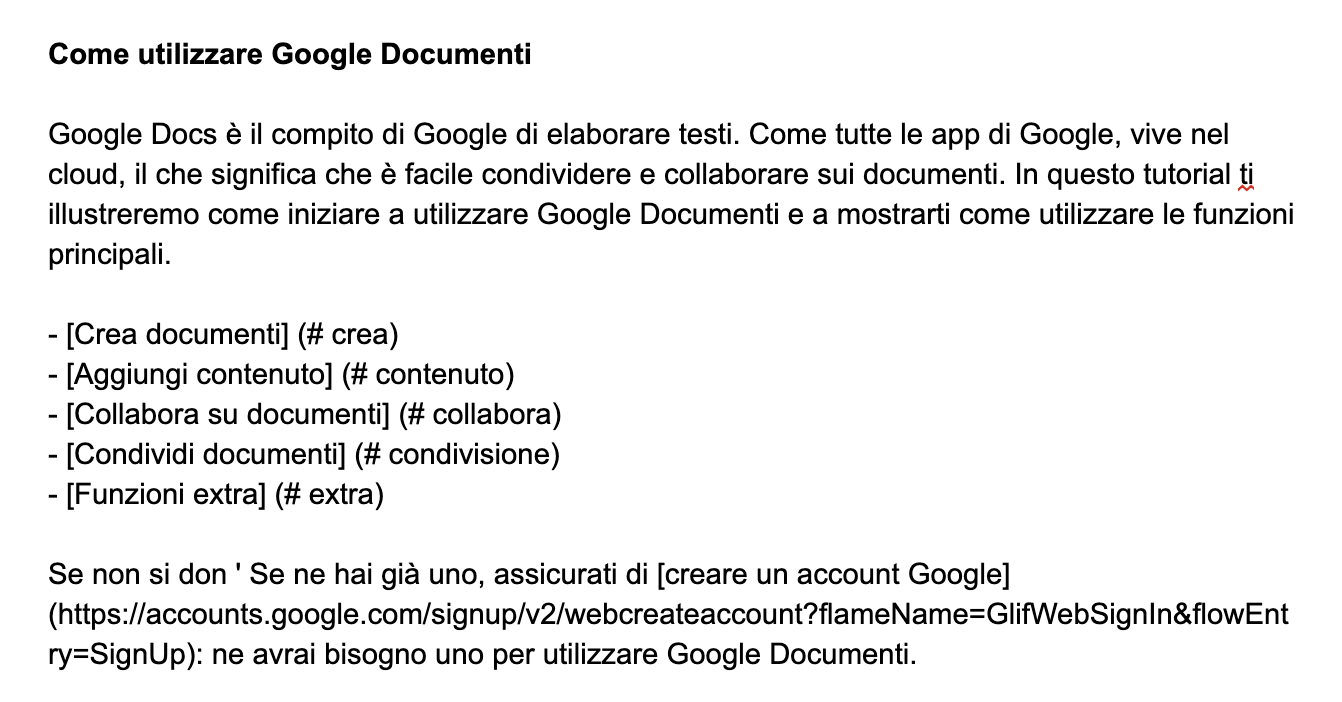 Document translated into Italian