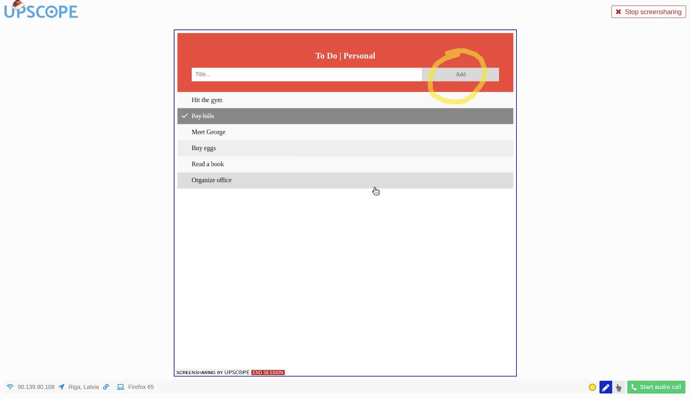 Upscope screenshot