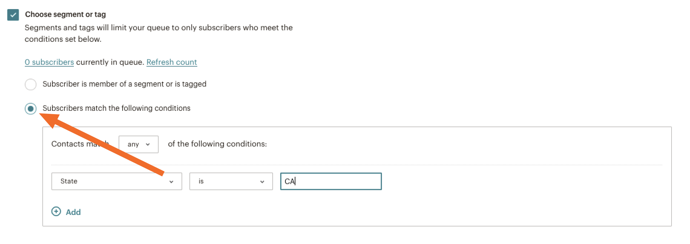 Select segment based on conditions