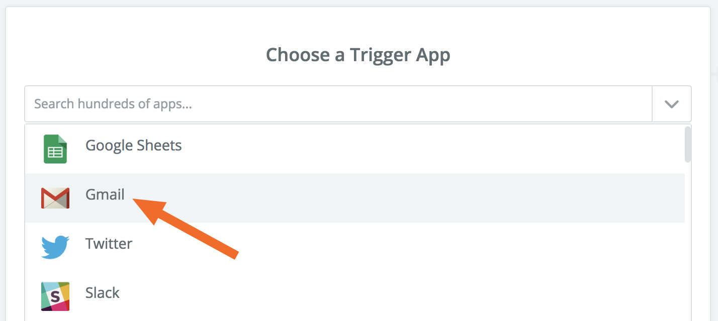 Select Gmail as trigger app