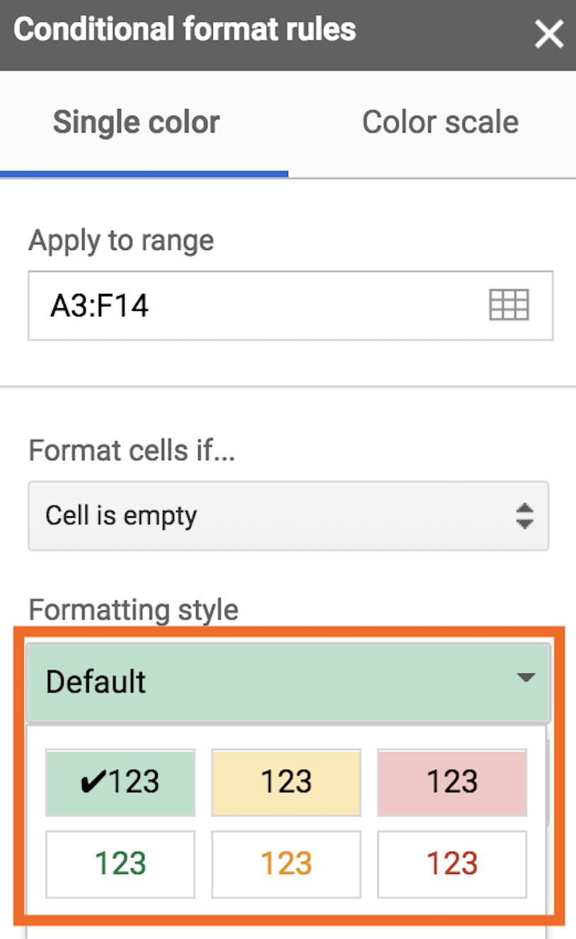 Default styling options