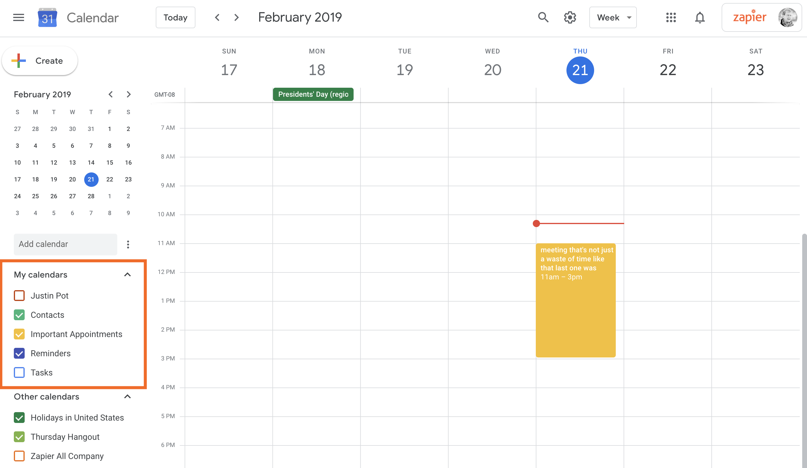 Your Google Calendar calendars