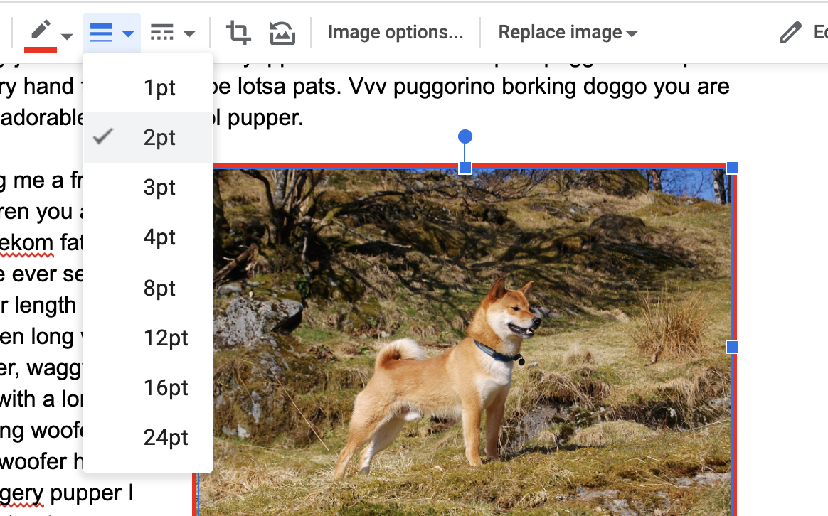 Google Docs border thickness