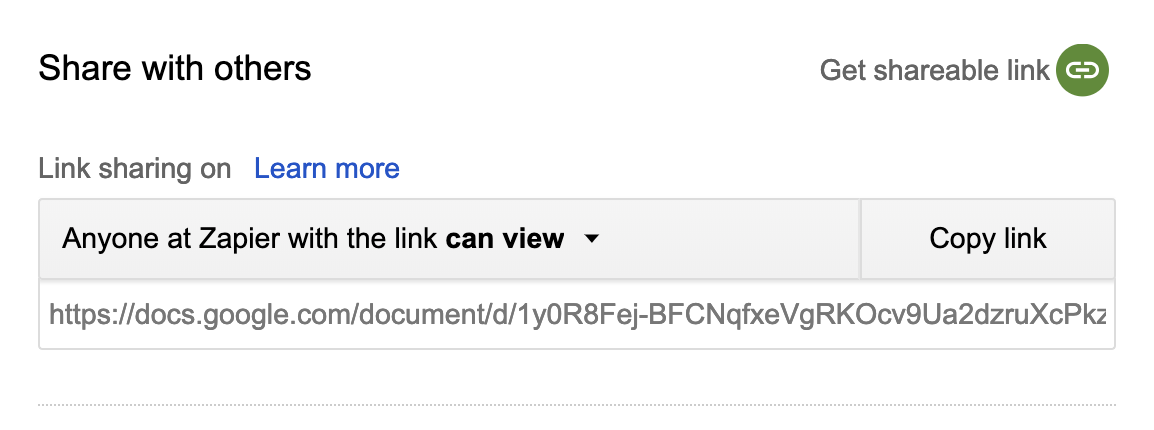 Google Docs URL for sharing