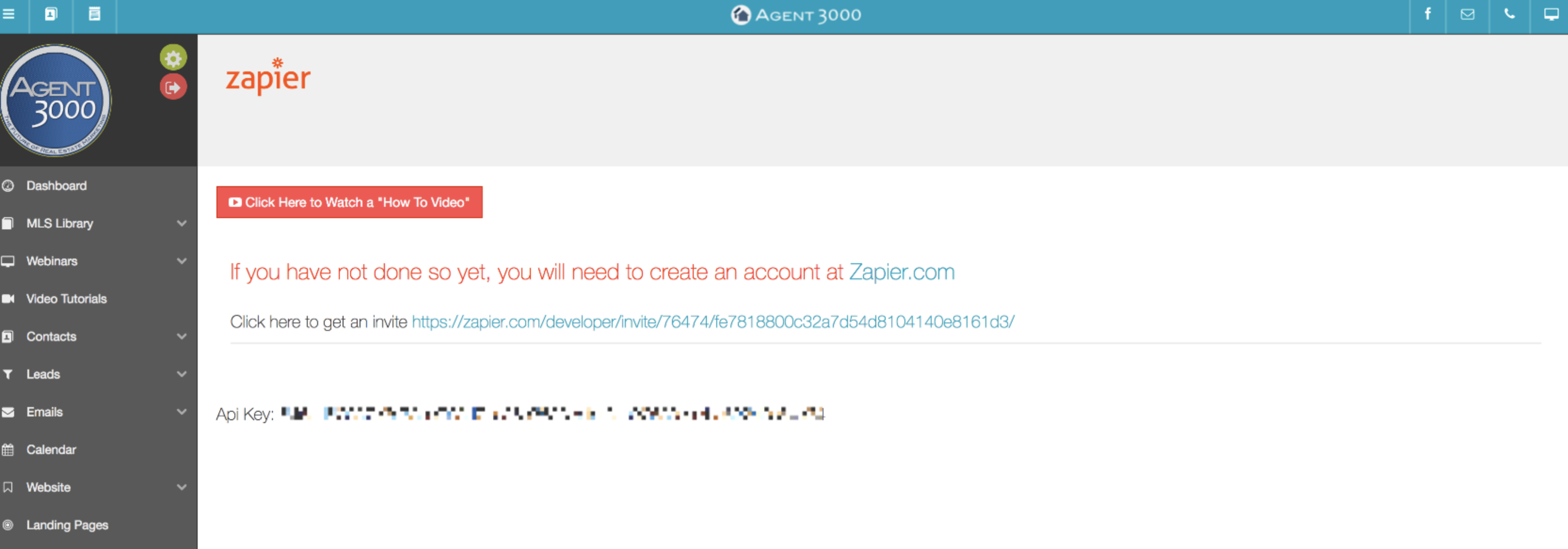 Agent 3000 API Key in account