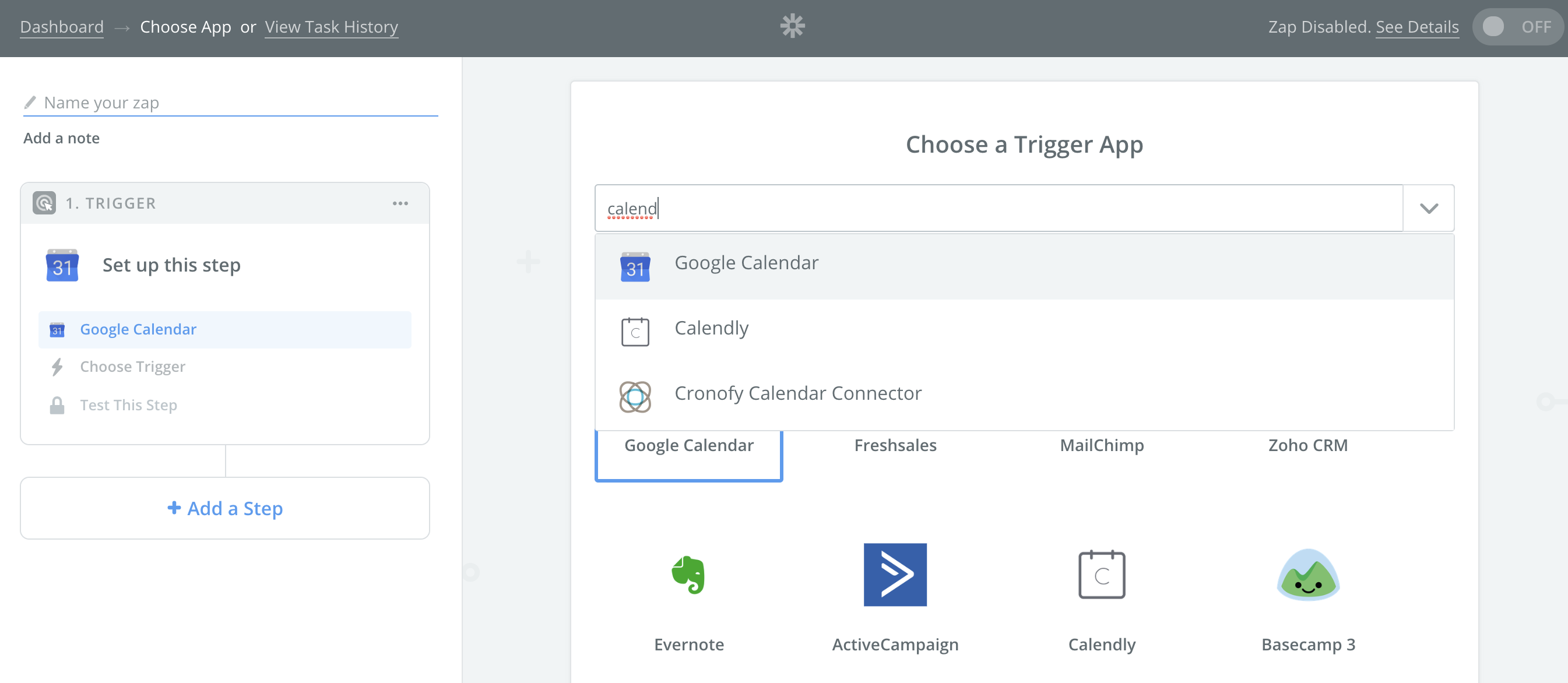 Choose Google Calendar to begin