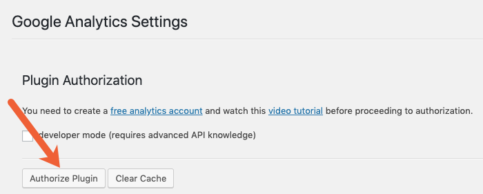 authorize Google Analytics access