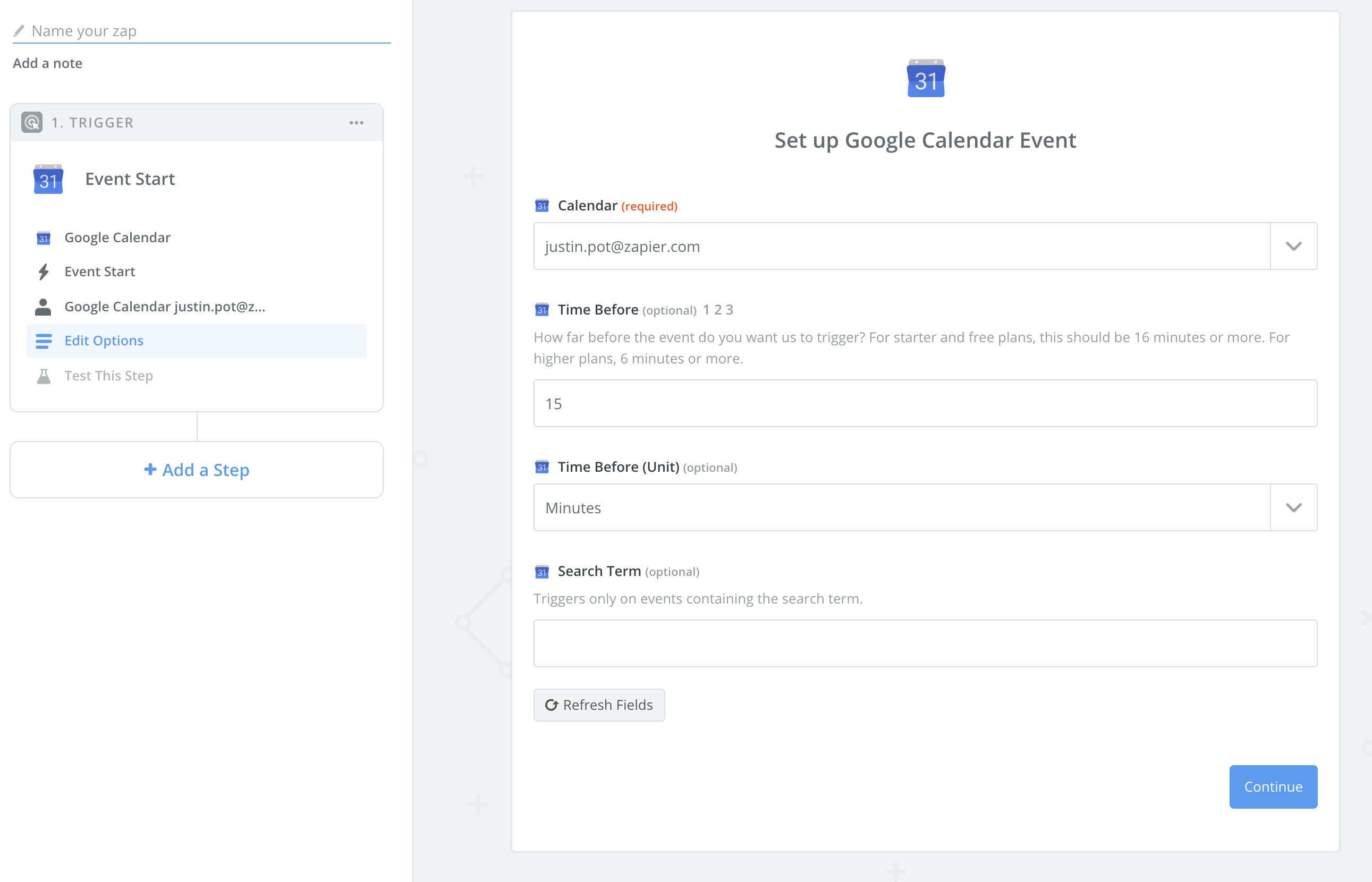 Choose and configure your Google Calendar