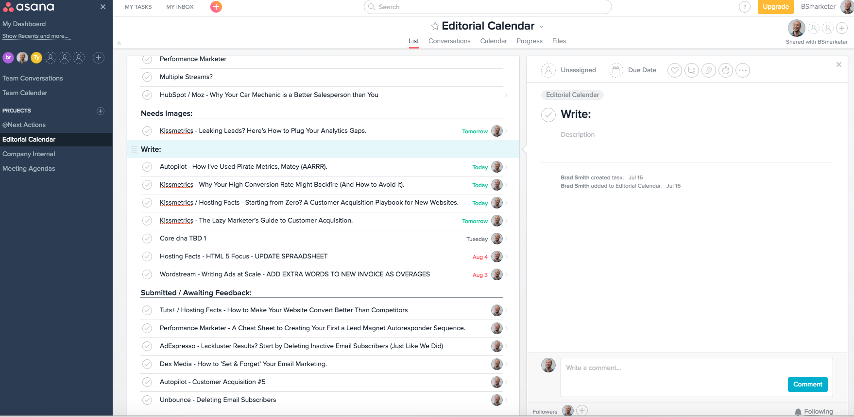Asana screenshot