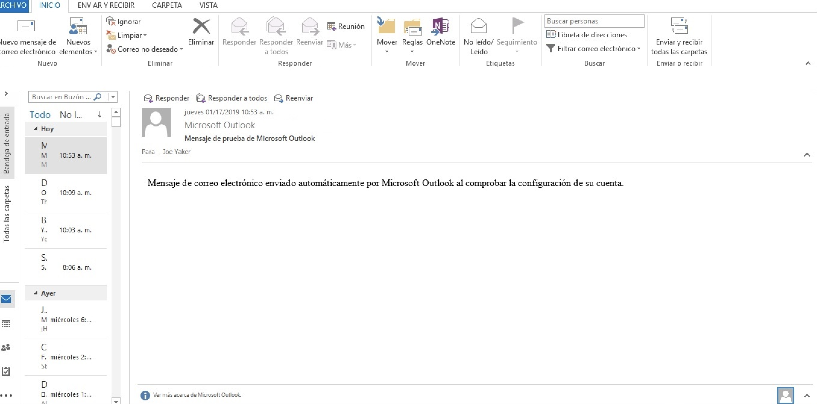 Microsoft Outlook interface