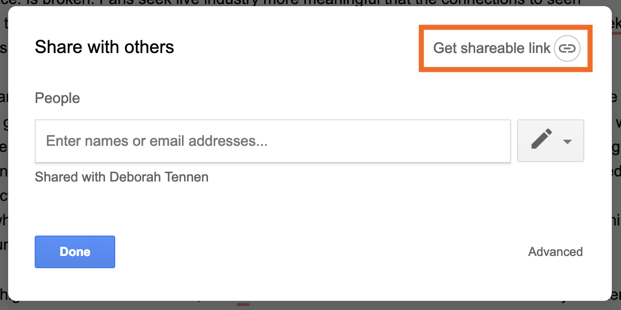 Google Docs sharable link