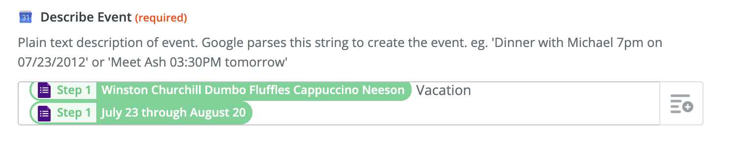 Setting up your appointment in Zapier