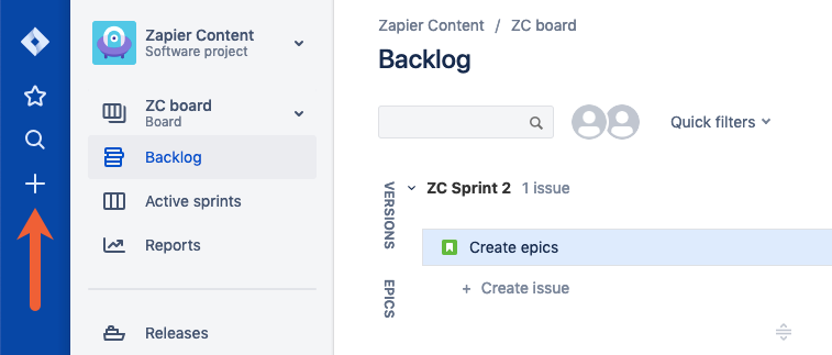 create an issue in Jira