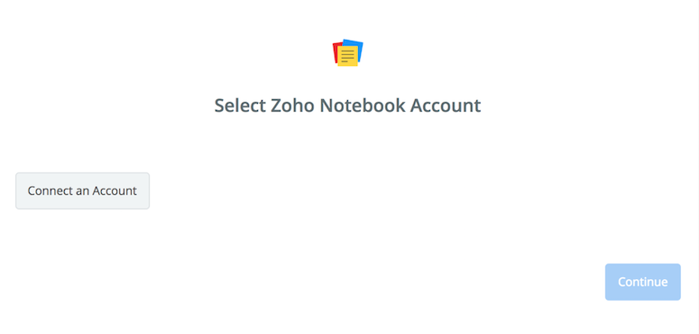 Click to connect Zoho Notebook