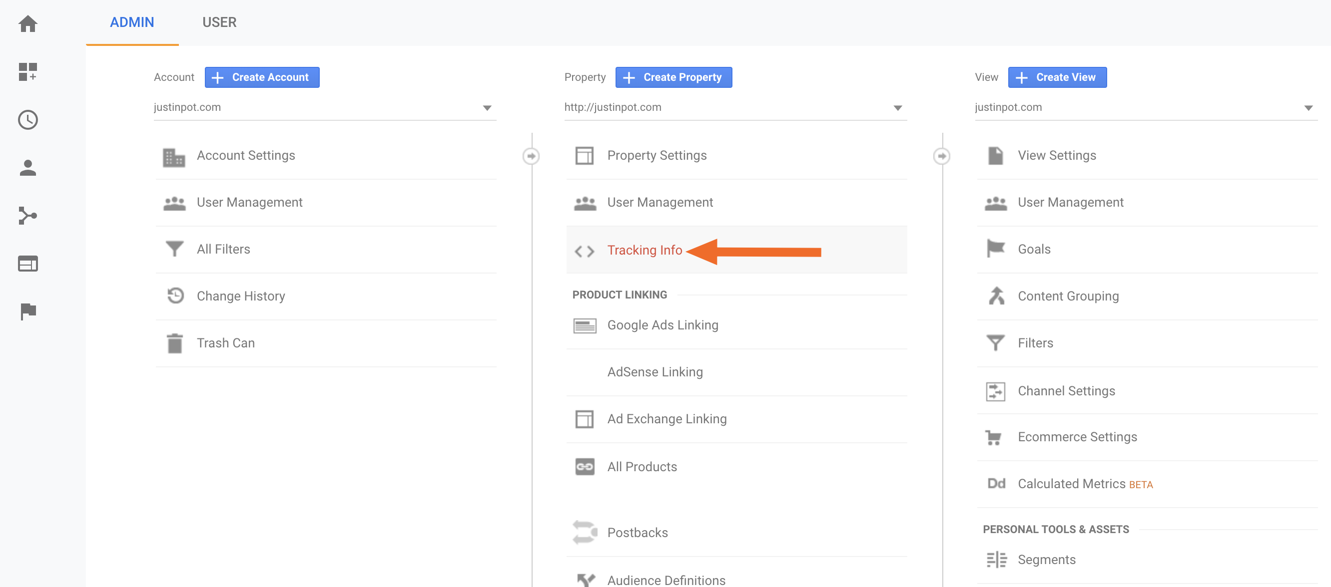 Tracking info Google Analytics