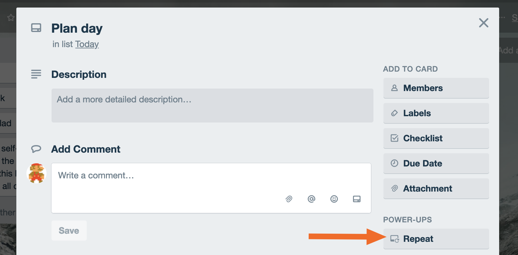 Trello carder repeater button