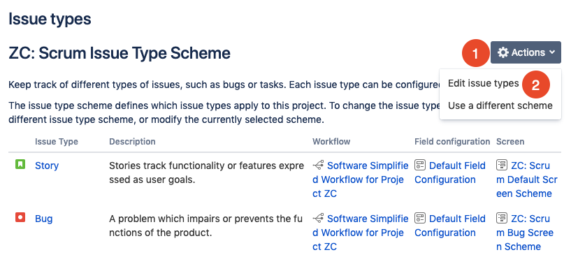 add new issue types to projects in Jira