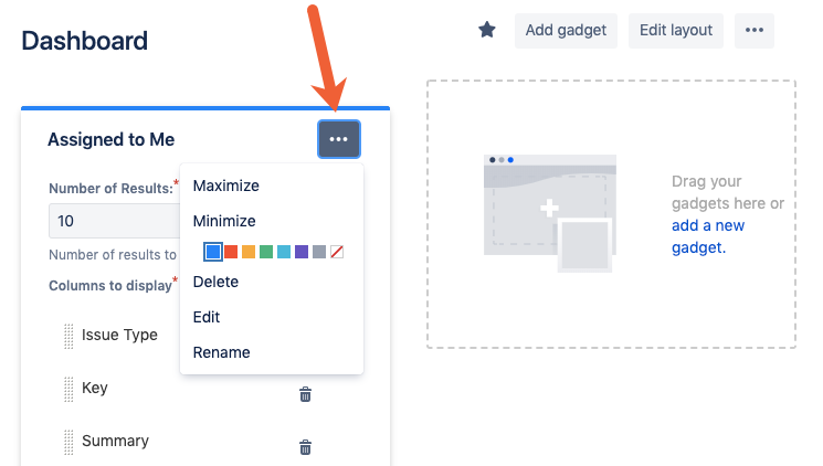adjust Jira dashboard gadgets