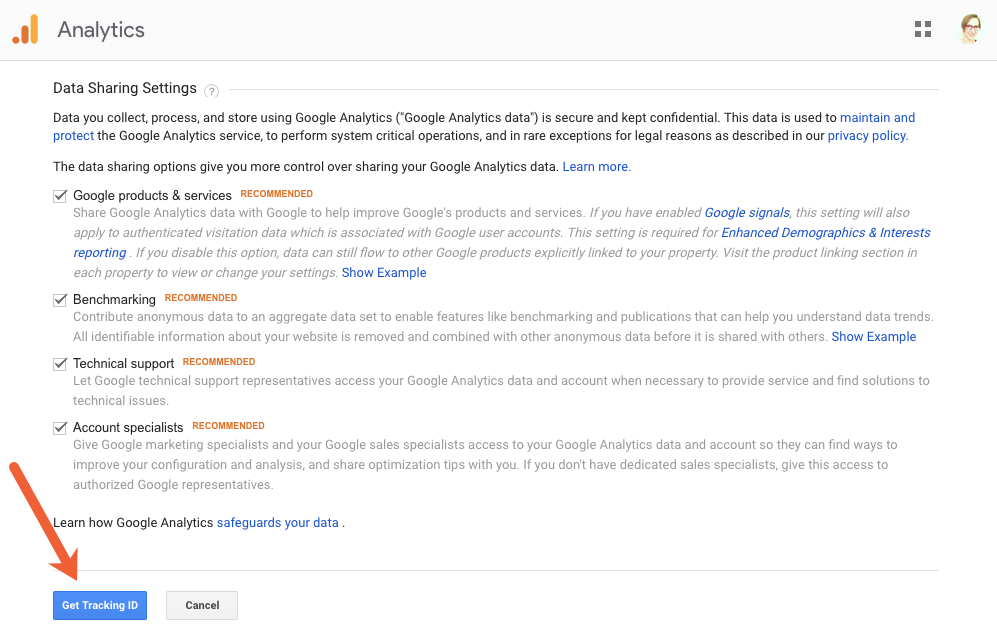 get a Google Analytics tracking ID