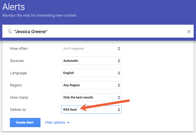 get Google Alerts via RSS