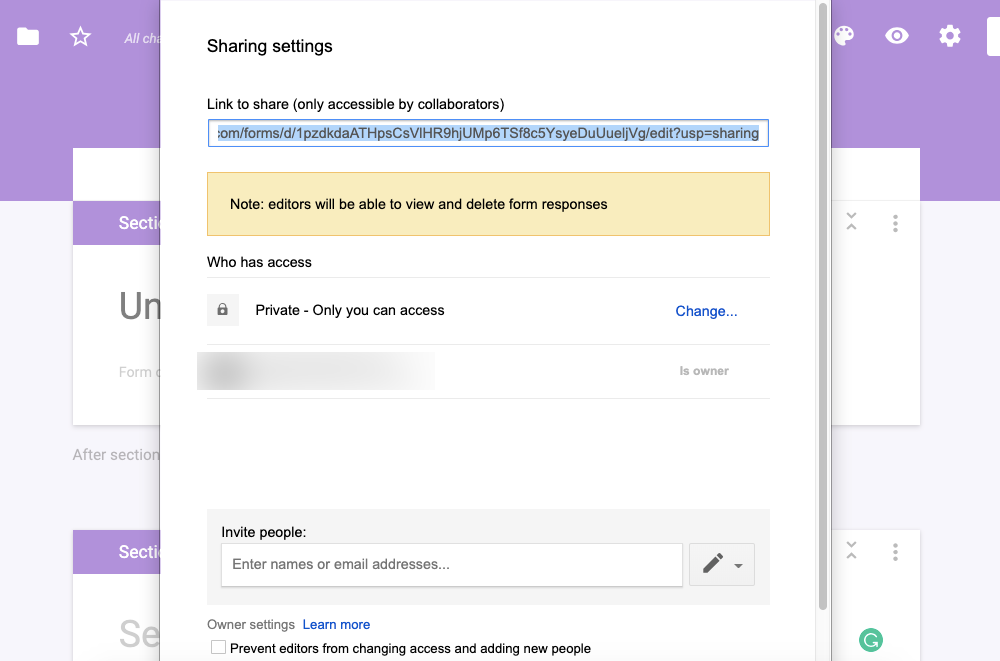 Google Forms collaboration features