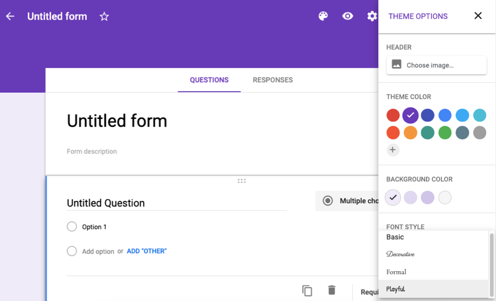 Google Forms design and customization options