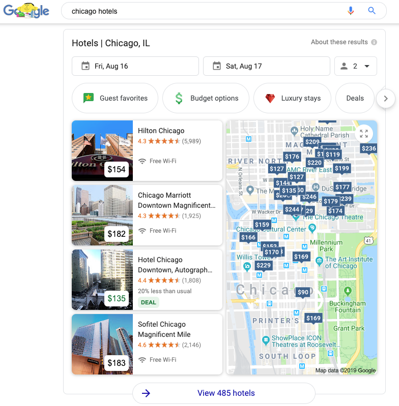 Google search hotel finder