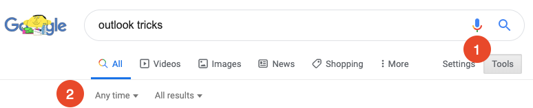 Google Search tools tab