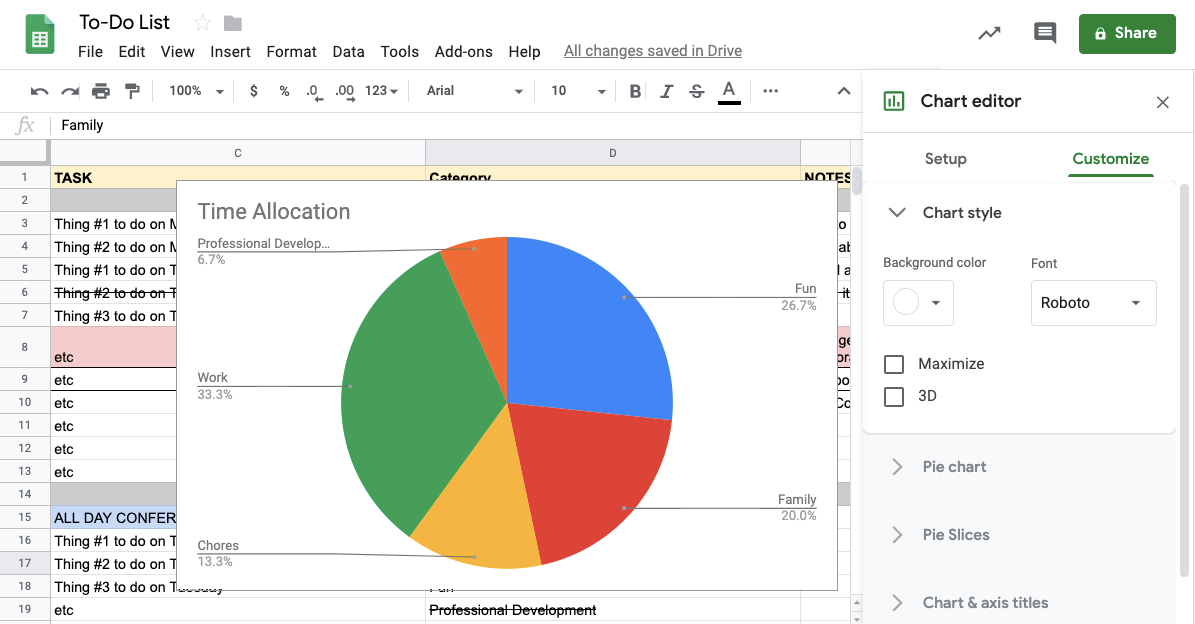 Time Allocation Chart