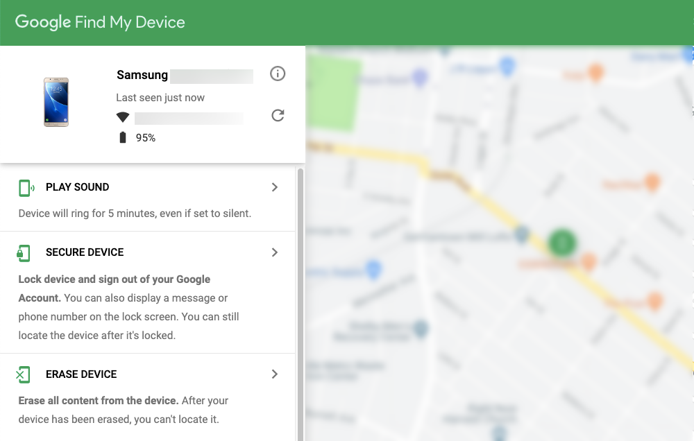 Google's find your Android phone feature