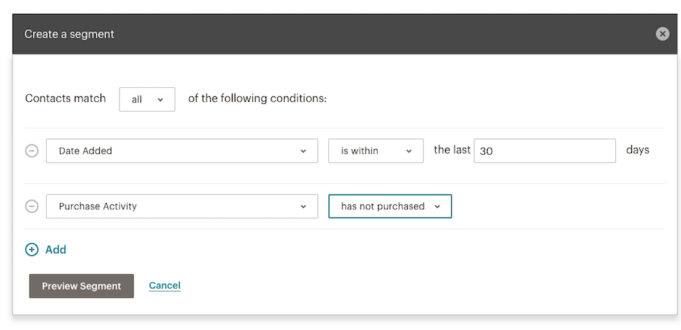 Segmentation in Mailchimp.