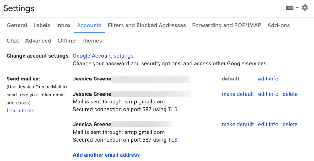 send and receive email from multiple Gmail accounts