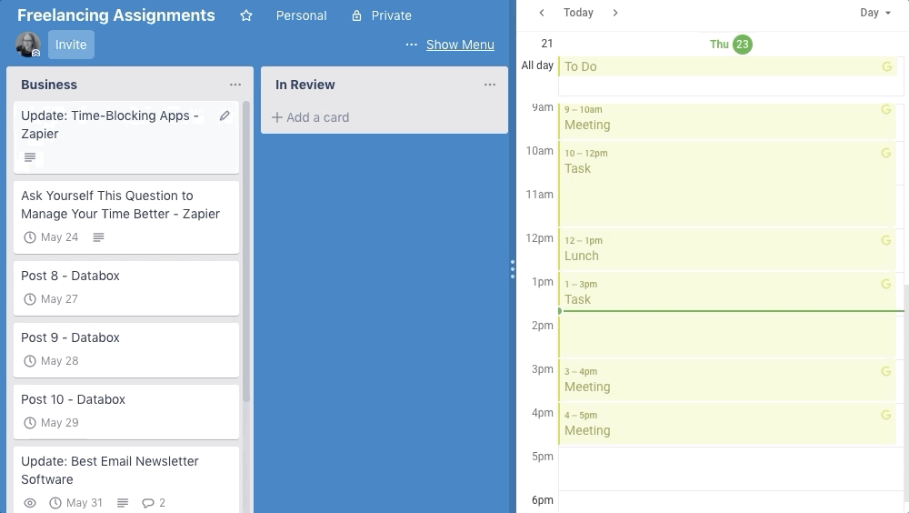 time blocking in Trello with Planyway