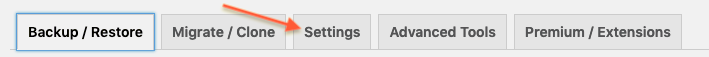 Settings tab