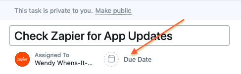 Due date link under Task Editor
