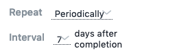Recurring task customization options for frequency