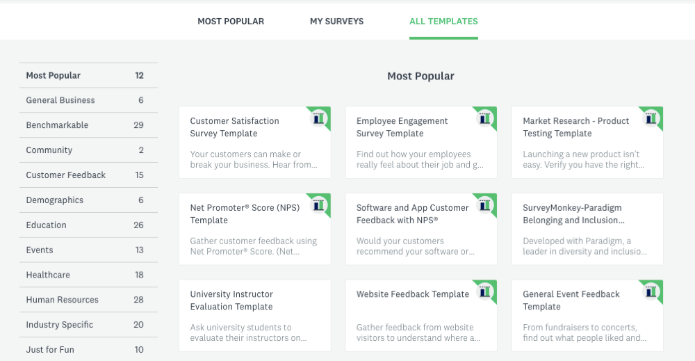 SurveyMonkey survey templates