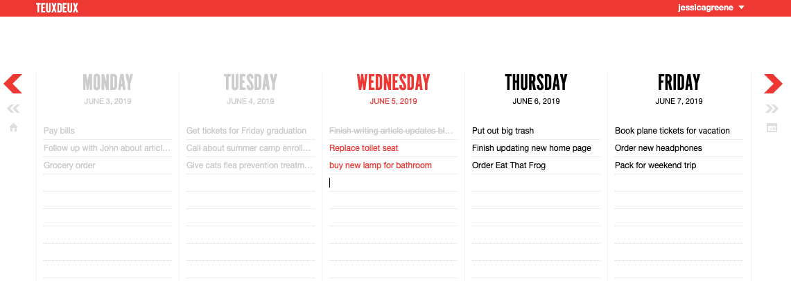 TeuxDeux calendar scheduling