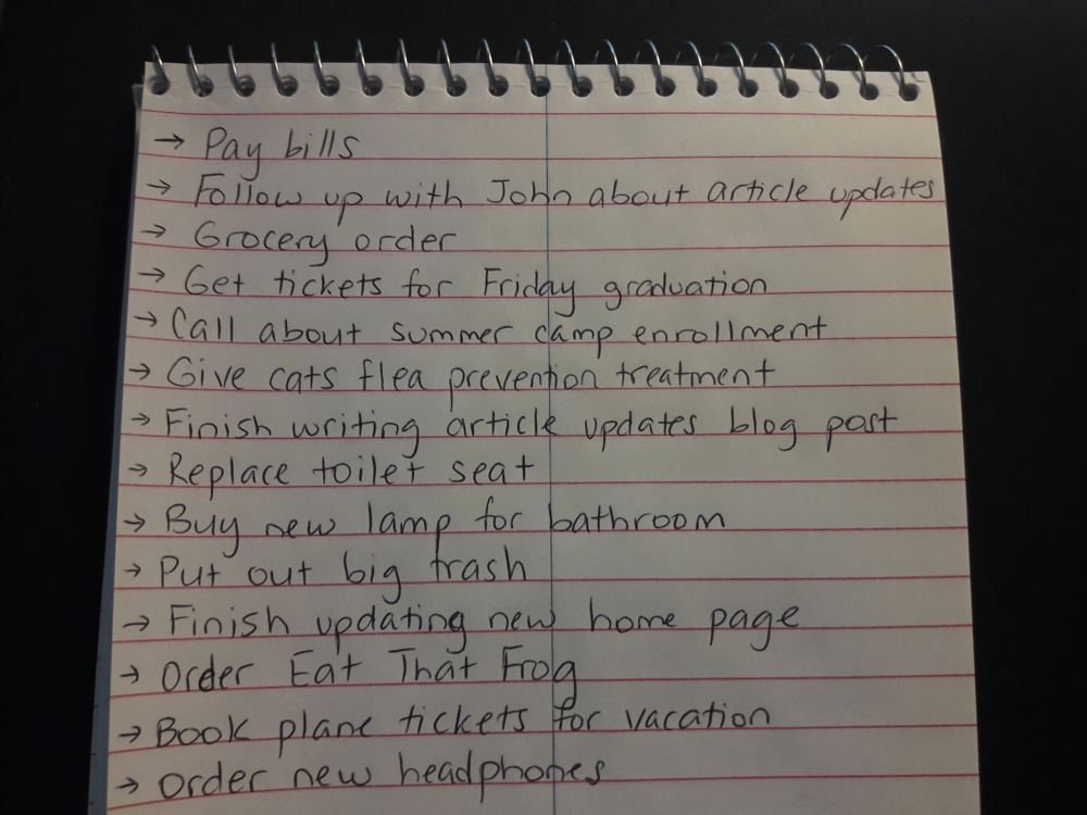 typical to-do list