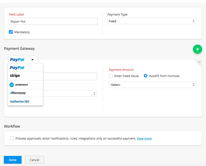 Accept payments in mobile forms with Zoho Forms.