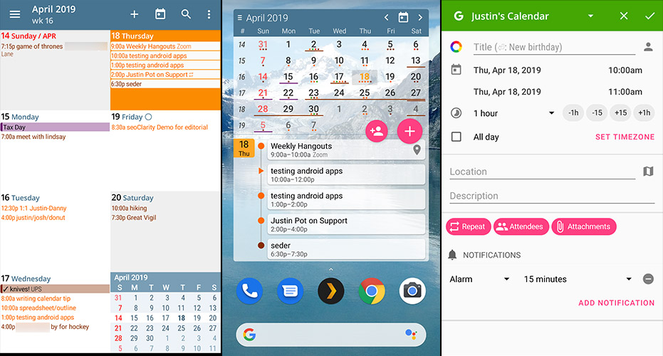 acalendar android calendar