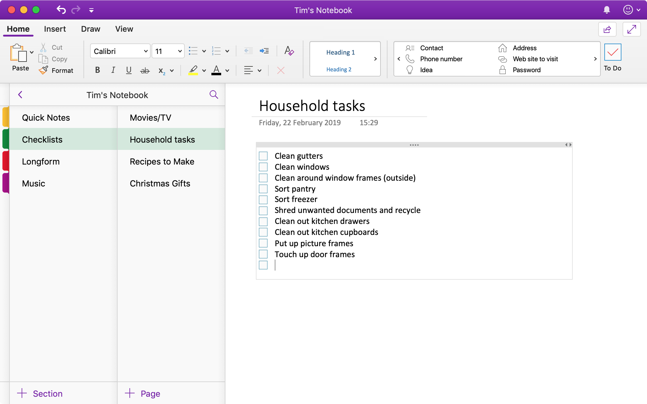 onenote for mac rename notebook